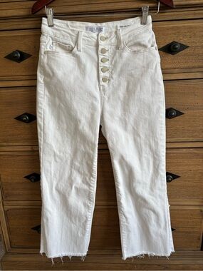 Judy Blue White Wide-Leg Cropped Jeans Button Fly High Rise Stretch 5/27